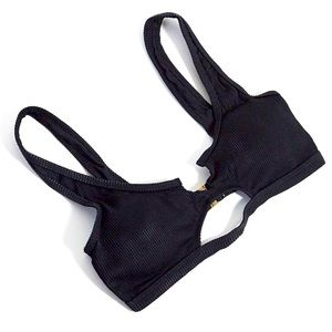 NWT Candypants Black ribbed cutout swimsuit top